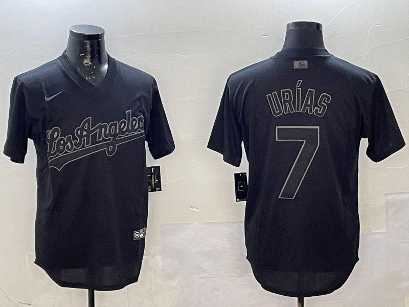 Men Los Angeles Dodgers 7 Urias Black Throwback Game 2025 Nike MLB Jersey style 02251